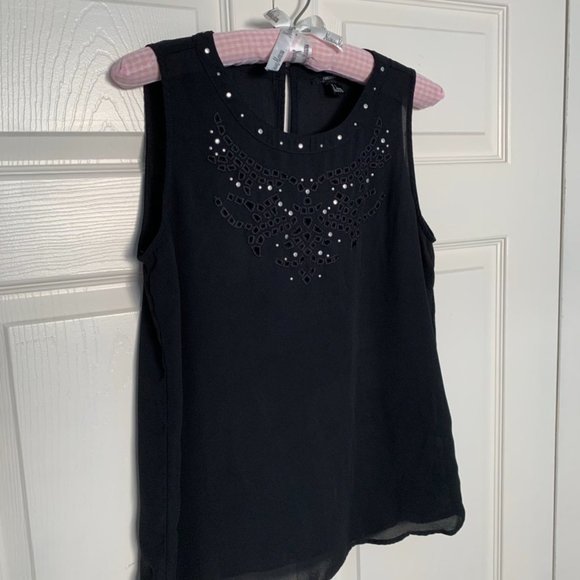 Forever 21 Black Sleeveless Studded Blouse-Size S - Picture 7 of 9